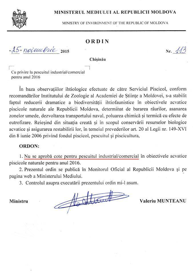 Pescuitul industrial, interzis în R. Moldova