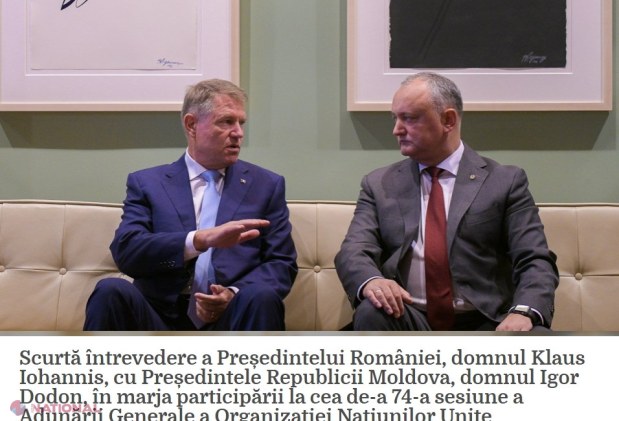 Ce NU a spus Igor Dodon de la „SCURTA ÎNTREVEDERE” cu președintele Klaus Iohannis. Răspunsul Președinției României: „Este important de evitat orice soluție care implică FEDERALIZAREA sau altă formulă”