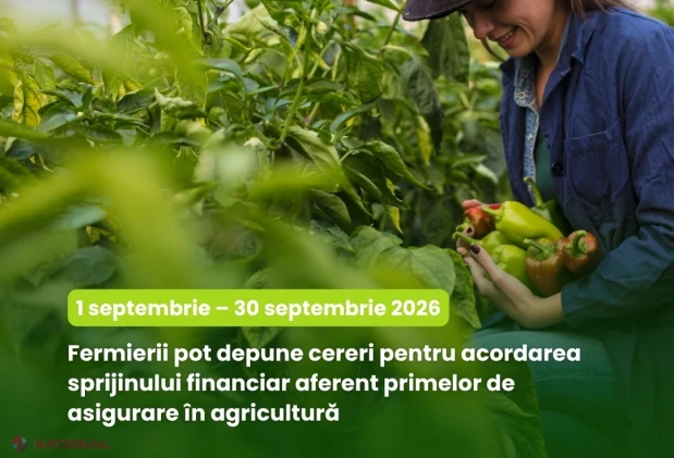 Fermierii pot solicita în septembrie 2026 sprijin financiar pentru primele de asigurare în agricultură