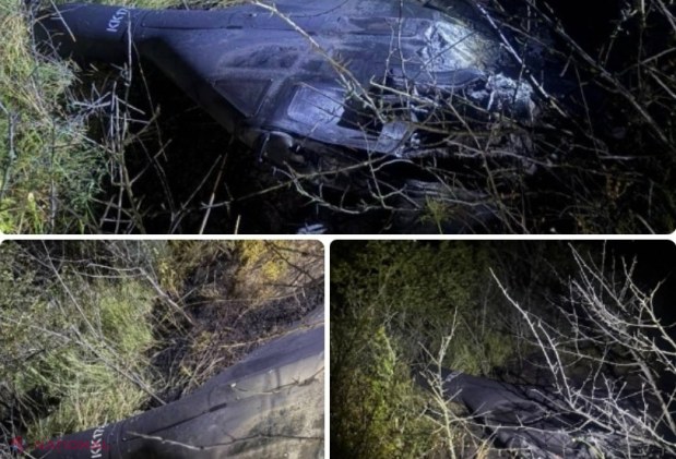 FOTO // O dronă rusească „Shahed” s-a prăbușit și a explodat la Căușeni, după atacul asupra regiunii Odesa