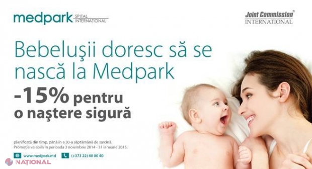 „Bebelușii doresc să se nască la Medpark” în condiţii avantajoase! Reduceri de  15% pentru o naștere sigură