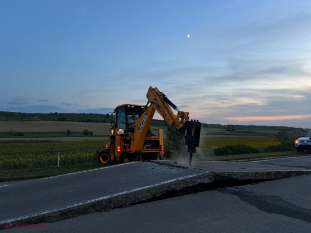 FOTO Temperaturile caniculare provoacă deteriorări pe drumurile publice. Plăci de beton RIDICATE, pe traseul Bălți - Chișinău