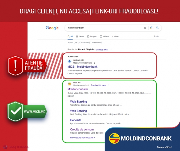 Ce trebuie să faci pentru a nu deveni o pradă a escrocilor din mediul online. „Moldindconbank”, AVERTISMENT pentru clienții săi