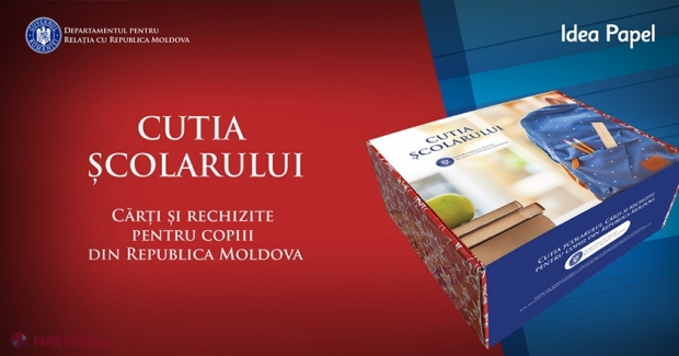 „Cutia Școlarului”, un nou PROIECT derulat în R. Moldova de DRRM. Mii de elevi din zeci de școli din R. Moldova au primit câte un kit educațional alcătuit din GHIOZDAN, rechizite și cărți