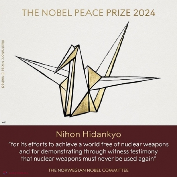 Premiul Nobel pentru Pace a fost atribuit în 2024 organizaţiei japoneze a supravieţuitorilor bombelor atomice Nihon Hidankyo  pentru „eforturile sale de a obţine o lume fără arme nucleare”