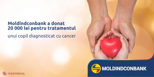 Moldindconbank a donat 20 000 de lei pentru tratamentul unui copil diagnosticat cu cancer