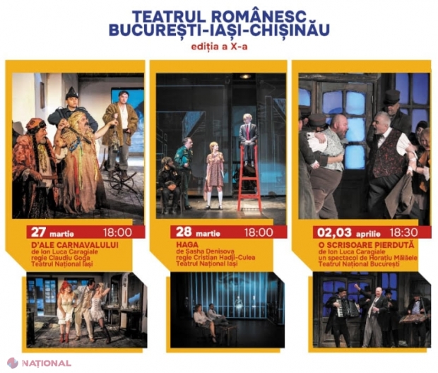 Turneul UNIRII: Teatrele Naționale din București și Iași, trei spectacole la Chișinău, dedicate Zilei Unirii Basarabiei cu România