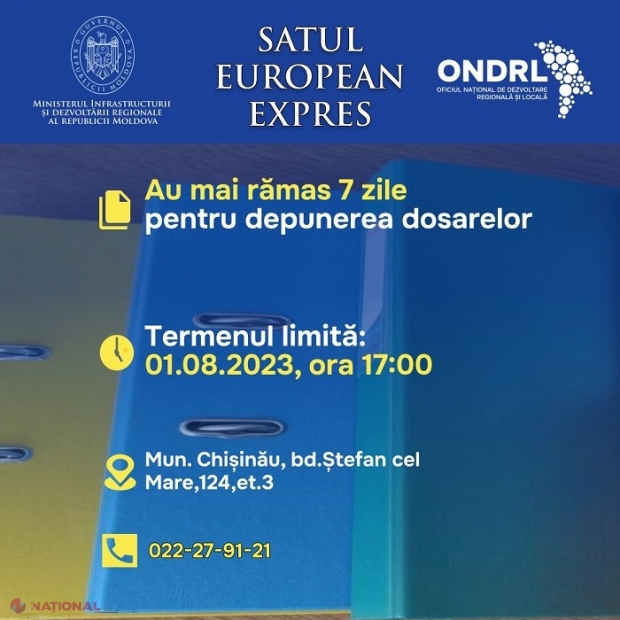 ANUNȚ // Autoritățile locale mai au la dispoziție zile numărate ca să depună dosarele completate pentru Programul „Satul European Expres”