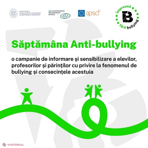 Săptămâna Anti-Bullying, desfășurată în toate școlile din R. Moldova