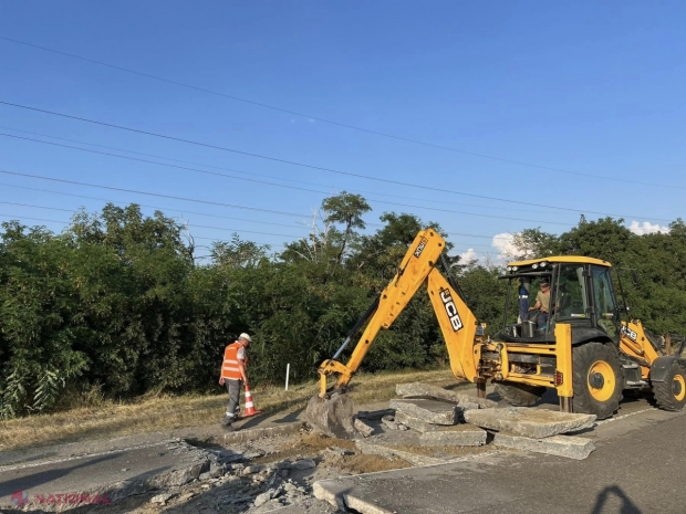 FOTO Temperaturi extreme în Republica Moldova: Pe o porțiune din drumul național M5 s-au ridicat dalele de beton