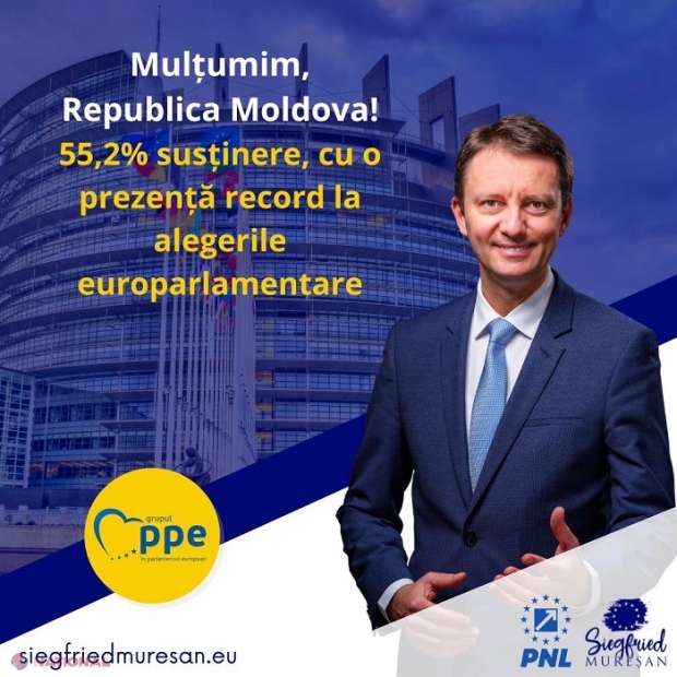 Siegfried Mureșan, în pragul unui nou mandat de europarlamentar: Prezența masivă la vot a basarabenilor este „un argument puternic pentru toată Europa”. „Oamenii din R. Moldova au un cuvânt de spus privind direcția în care merge Uniunea Europeană”