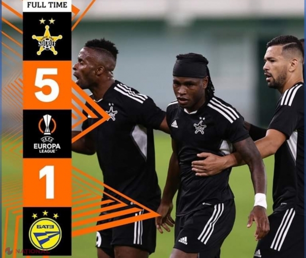 FC Sheriff, aproape de GRUPELE Europa League. Campioana R. Moldova a surclasat cu 5-1 formația BATE Borisov din Belarus