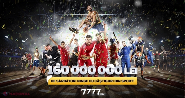 În week-end și toată luna decembrie, pe 7777.md a nins cu câștiguri grele la sport. În conturile amatorilor de pariuri sportive a ajuns suma ASTRONOMICĂ de 160 000 000 de lei