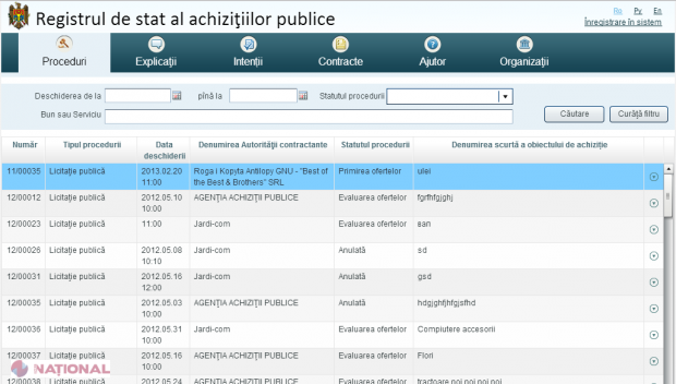 Bătaie de joc pe siteul Agenției de Achiziții Publice