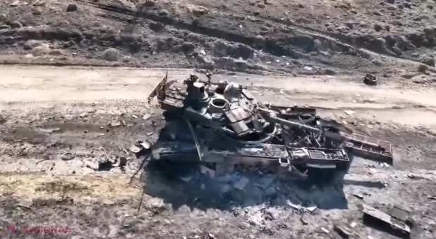 VIDEO // Un tanc T-90M rusesc de 4,6 milioane de dolari, considerat cea mai MODERNĂ armă de atac a Rusiei, făcut praf de o rachetă de 15 mii de euro