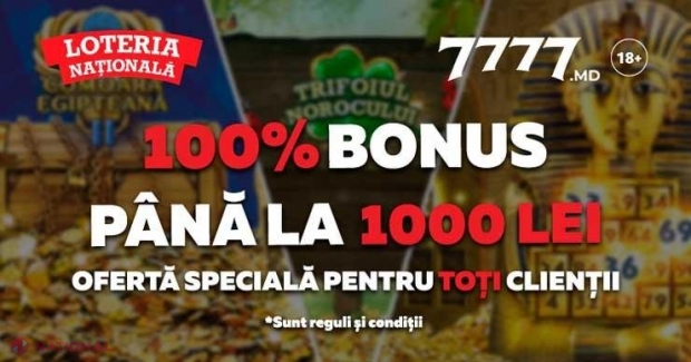 Ofertă specială // Caută NOROCUL online pe 7777.md: Bonus 100% la alimentarea contului cu până la 1000 de lei