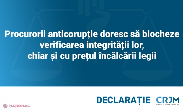 O SCRISOARE GĂSITĂ // Tatiana Răducan, „onestă și curajoasă”: CRJM acuză procurorii anticorupție că ar vrea să BLOCHEZE verificarea integrității lor „chiar și cu prețul încălcării legii”