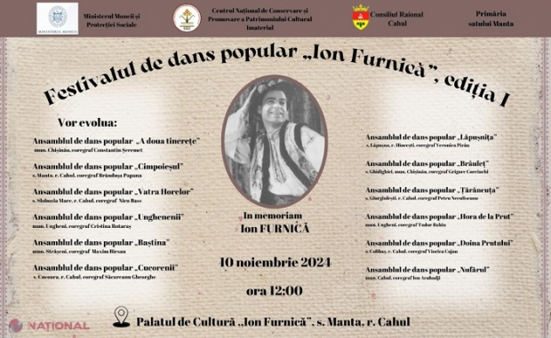 Ansambluri de dansuri populare din toată R. Moldova, la prima ediție a Festivalului „Ion Furnică”, desfășurat în satul Manta, raionul Cahul