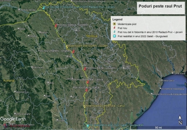 România a demarat procesul de elaborare a studiilor de fezabilitate pentru TREI PODURI NOI peste Prut: Stânca - Costești, Bumbăta - Leova și Falciu - Leca