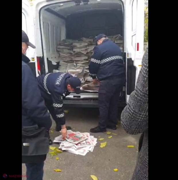 VIDEO // Poliția NUMĂRĂ, unul câte unul, ziarele electorale ale lui Igor Dodon, CONFISCATE de la tipografia de stat: Candidatul și staff-ul său electoral, prinși cu MINCIUNA